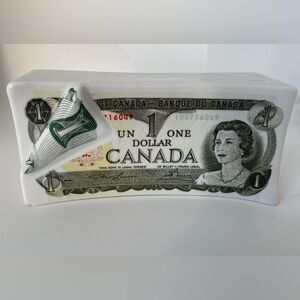 Vintage One Dollar Bill Canadian Bill - Piggybank